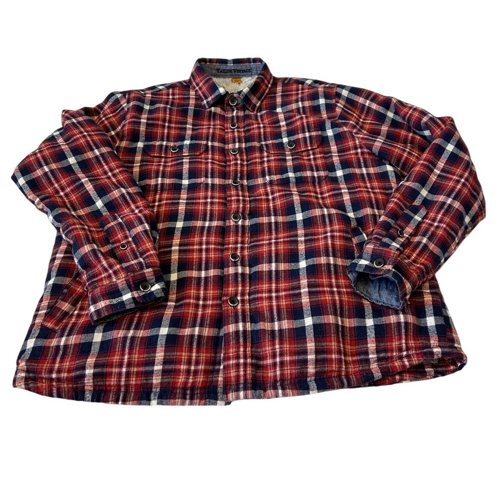 Tailor Vintage Men's Plaid Flannel Sherpa Lined Jacket Sz L Insulated Outdoors